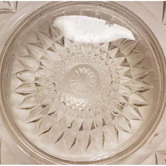 Serving Dish- Clear Pressed Glass- Diamond and Star Pattern - Picture 7 of 9